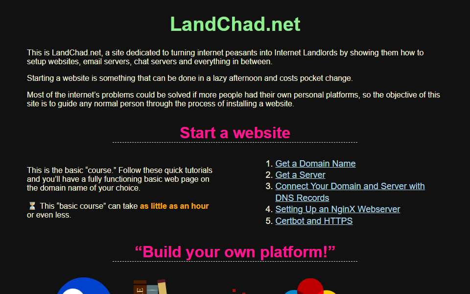 Screenshot of landchad.net captured 2026-07-20