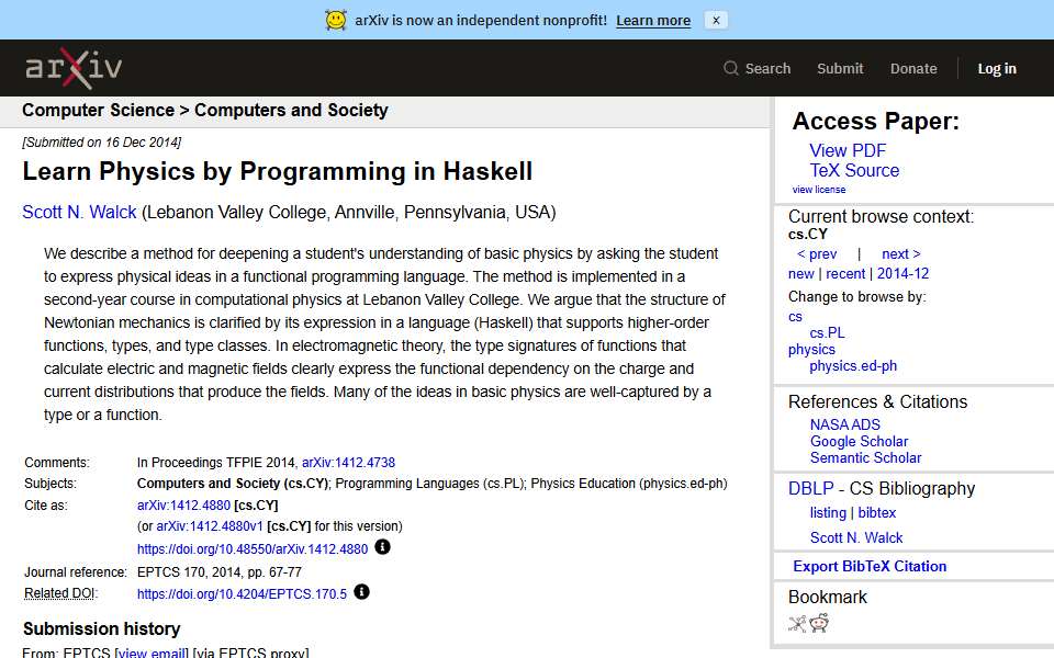 Screenshot of arxiv.org captured 2026-07-20