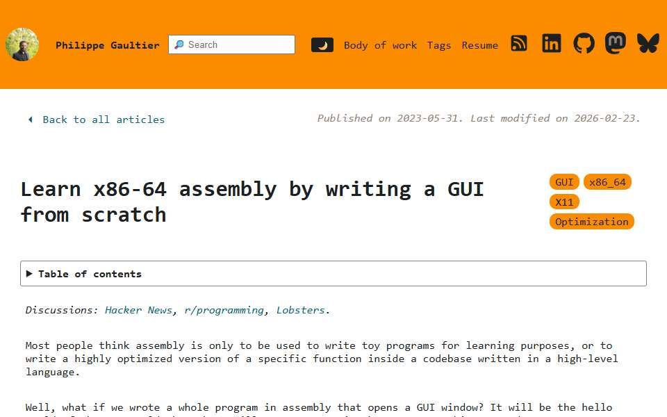 Screenshot of gaultier.github.io captured 2026-07-20