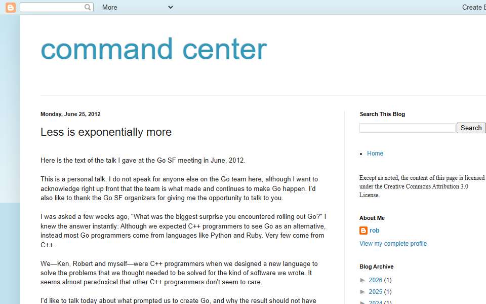 Screenshot of commandcenter.blogspot.com captured 2026-07-20