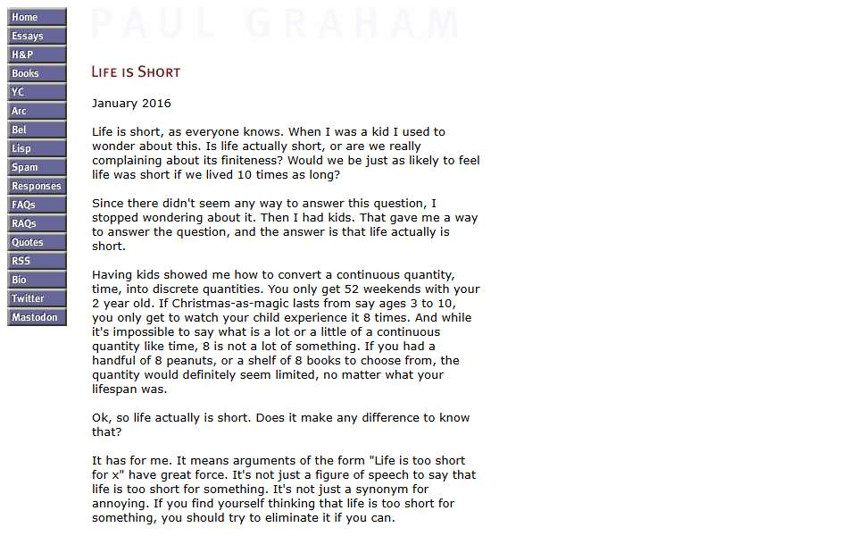 Screenshot of paulgraham.com captured 2026-07-20