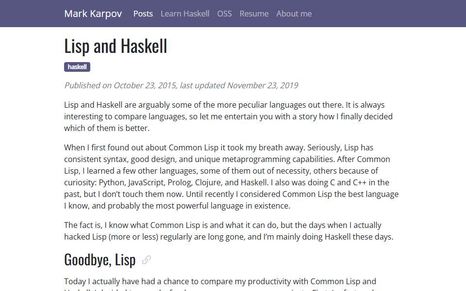 Screenshot of markkarpov.com captured 2026-07-20