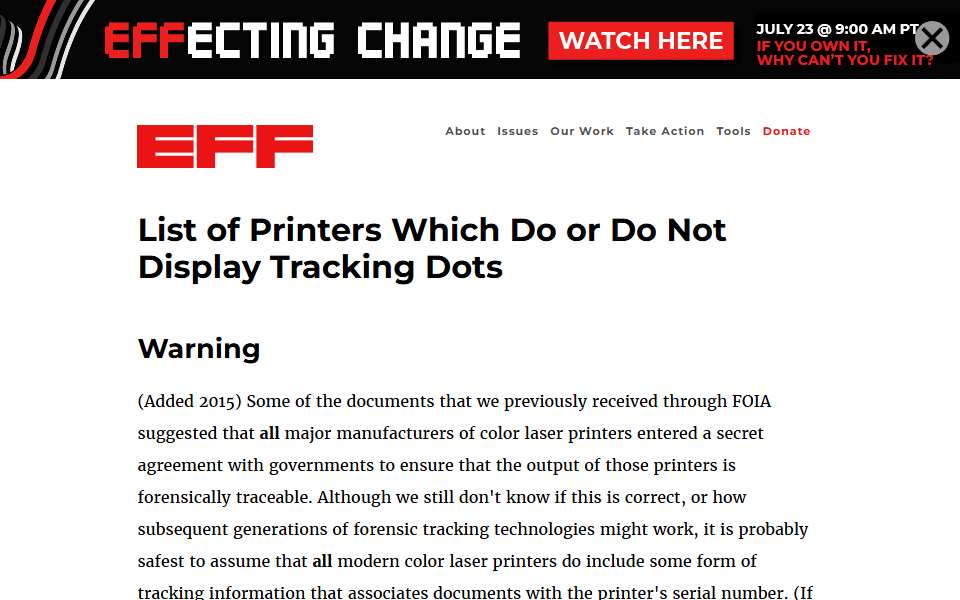Screenshot of www.eff.org captured 2026-07-20