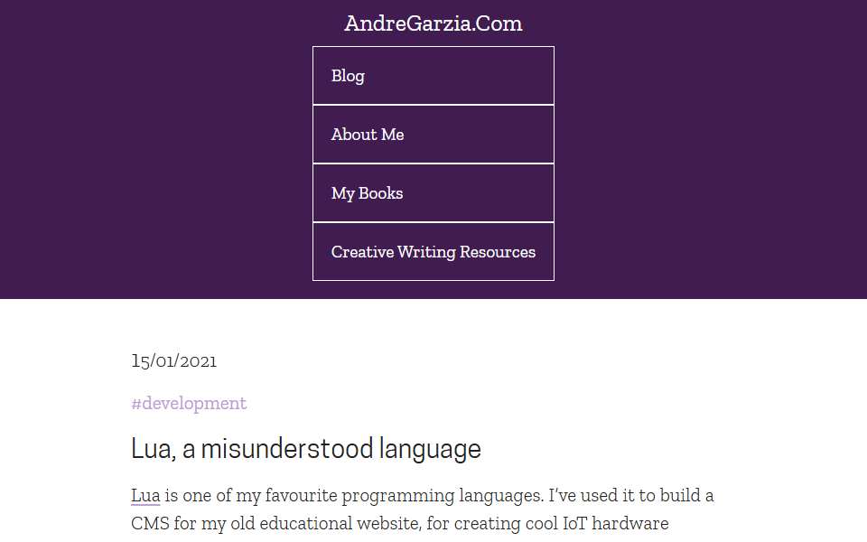Screenshot of andregarzia.com captured 2026-07-20