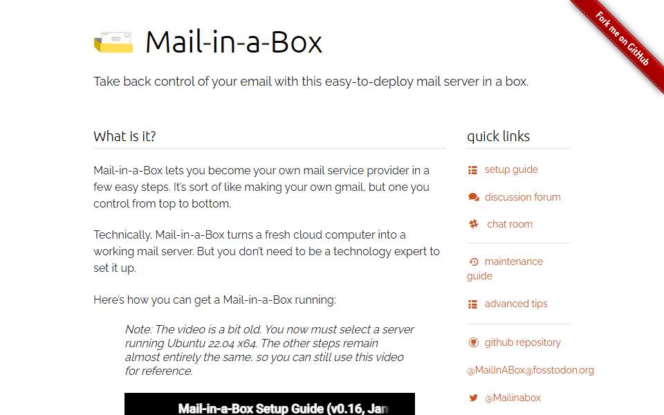 Screenshot of mailinabox.email captured 2026-07-20