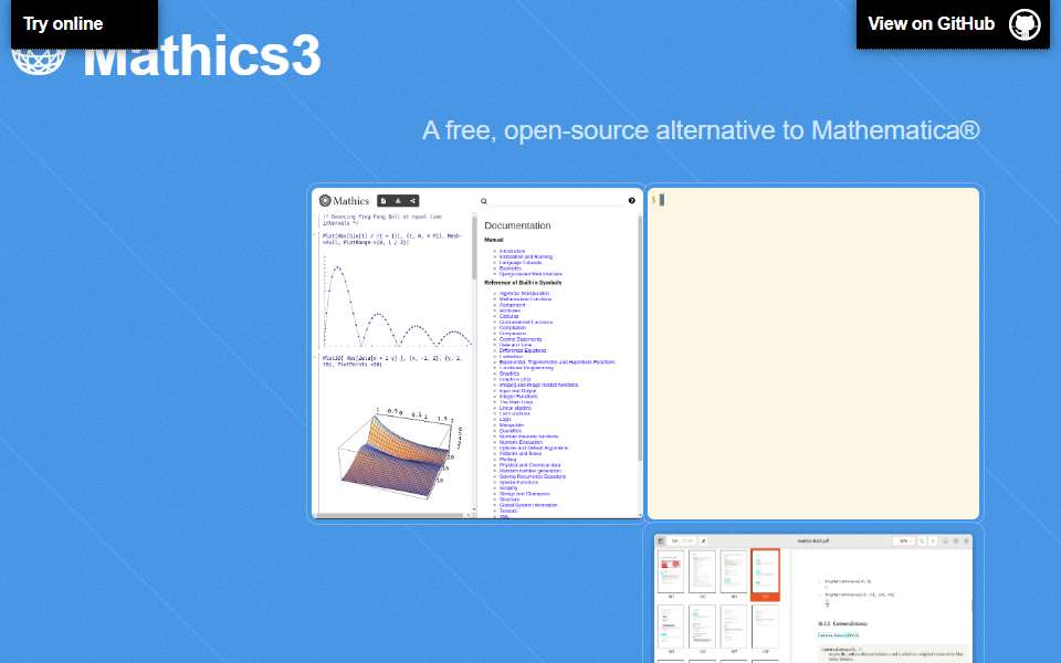Screenshot of mathics.org captured 2026-07-20