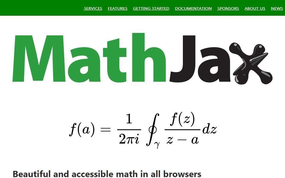 Screenshot of www.mathjax.org captured 2026-07-20