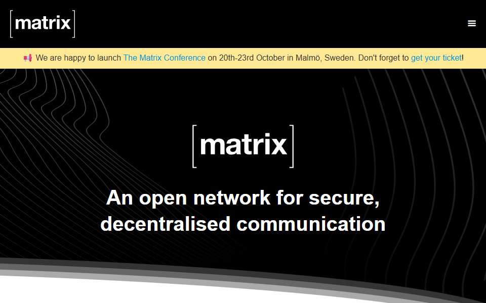Screenshot of matrix.org captured 2026-07-20
