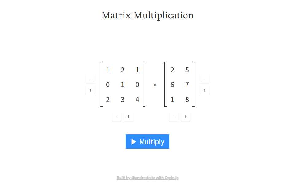 Screenshot of matrixmultiplication.xyz captured 2026-07-20