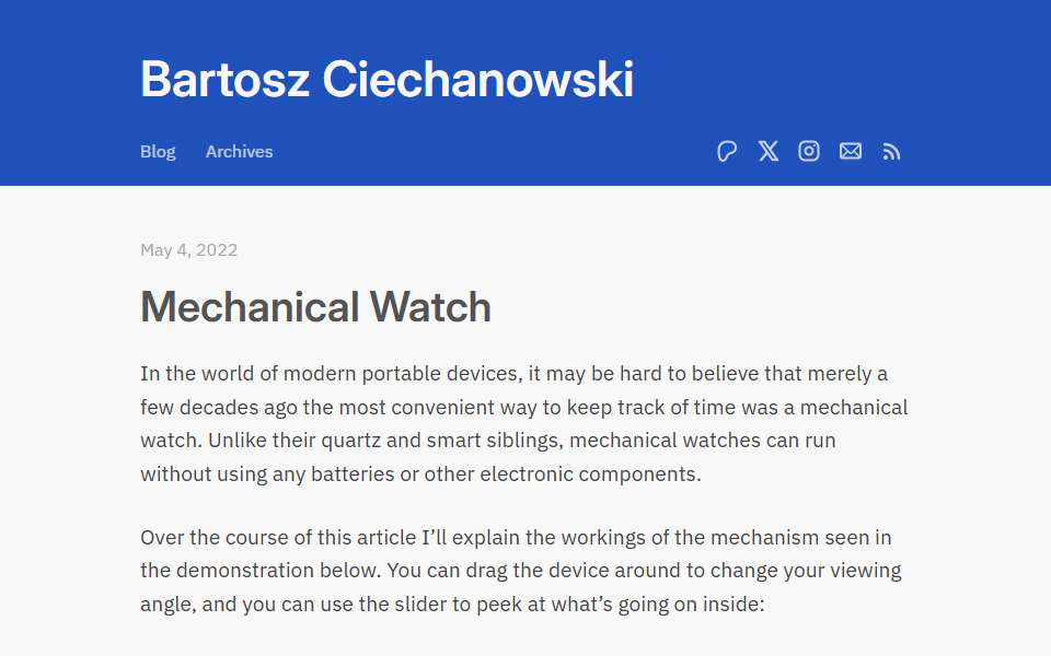 Screenshot of ciechanow.ski captured 2026-07-20