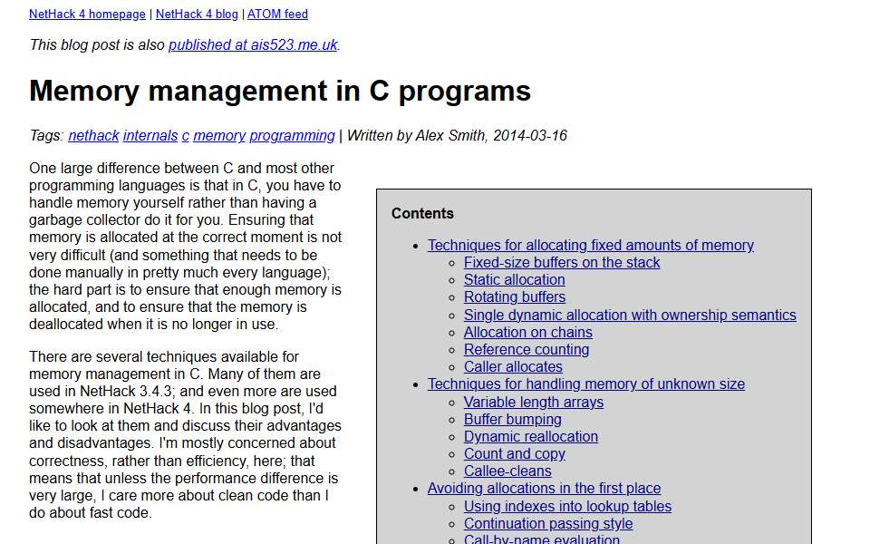 Screenshot of nethack4.org captured 2026-07-20