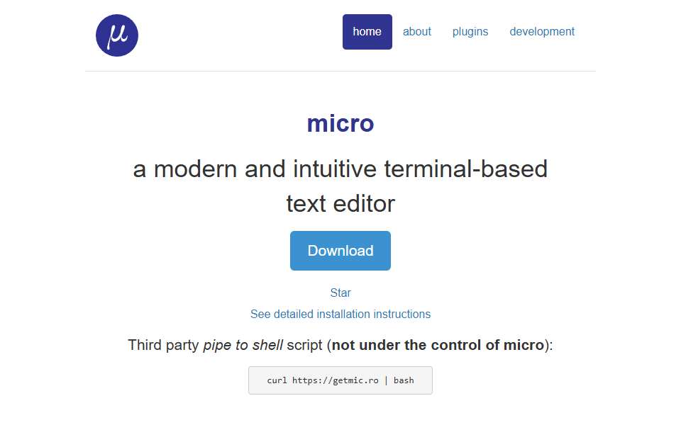 Screenshot of micro-editor.github.io captured 2026-07-20