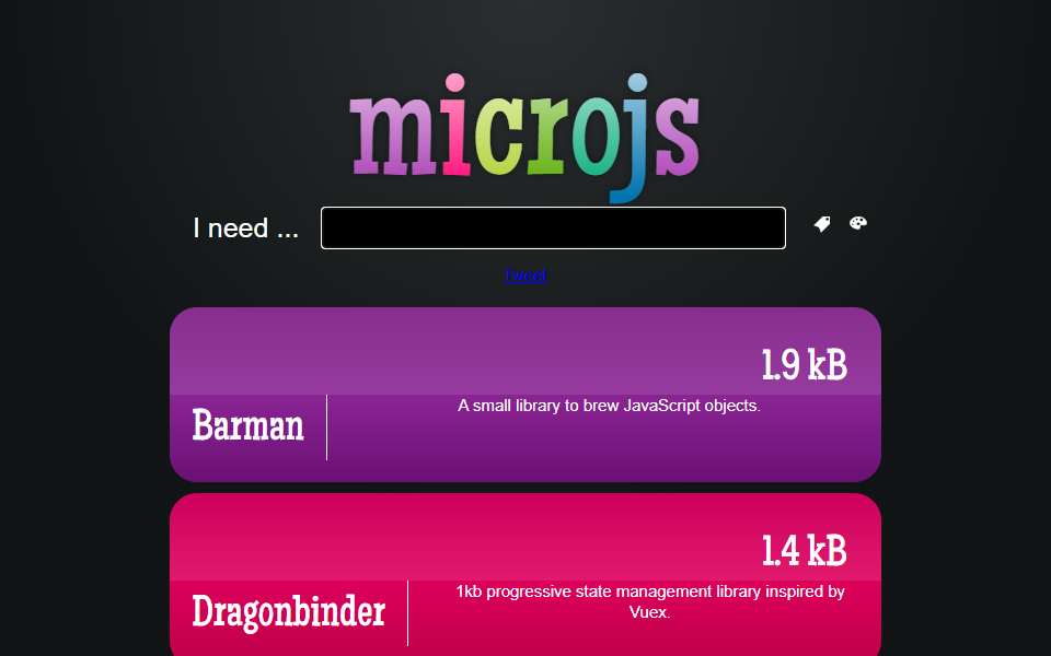 Screenshot of microjs.com captured 2026-07-20
