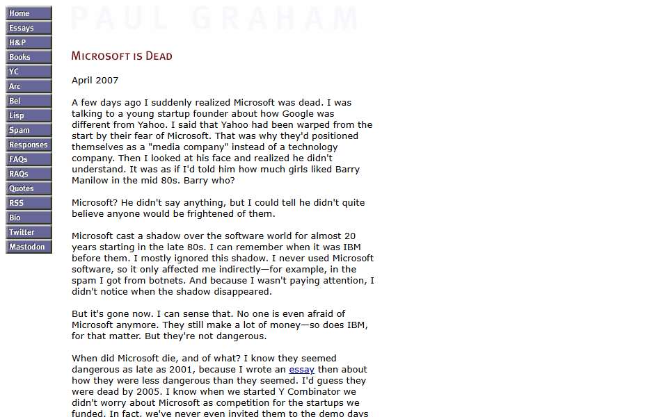 Screenshot of www.paulgraham.com captured 2026-07-20