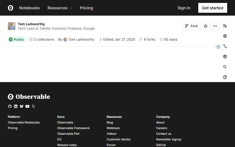 Screenshot of observablehq.com captured 2026-07-20