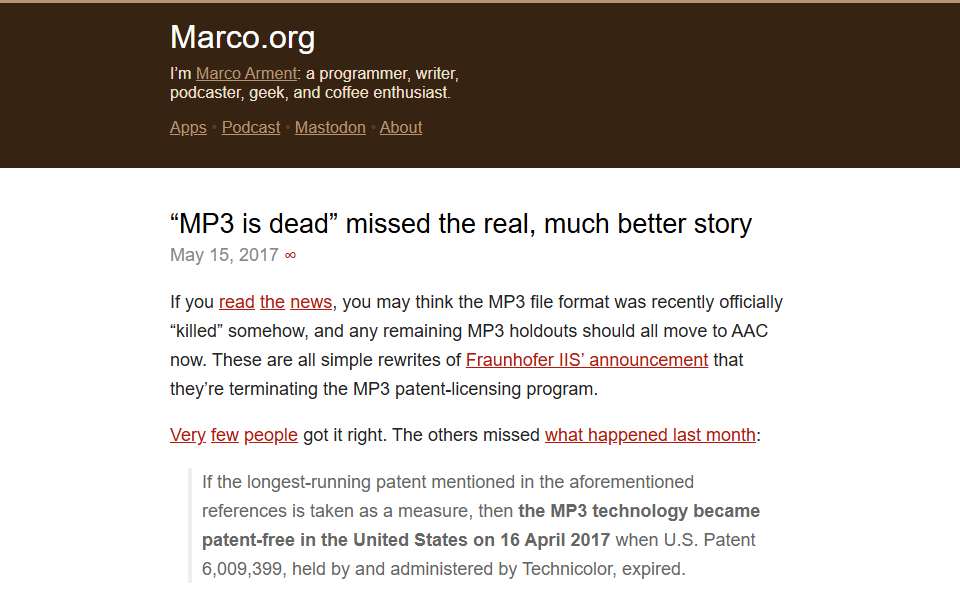 Screenshot of marco.org captured 2026-07-20
