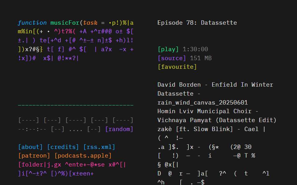 Screenshot of musicforprogramming.net captured 2026-07-20
