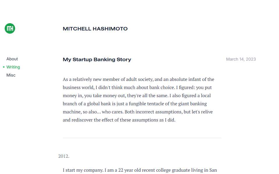 Screenshot of mitchellh.com captured 2026-07-20
