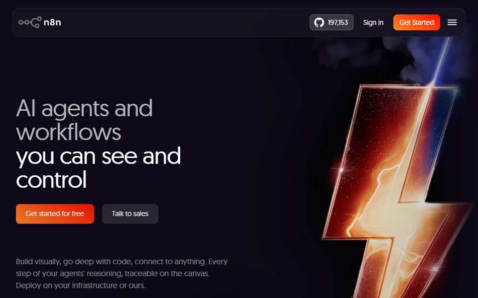 Screenshot of n8n.io captured 2026-07-20