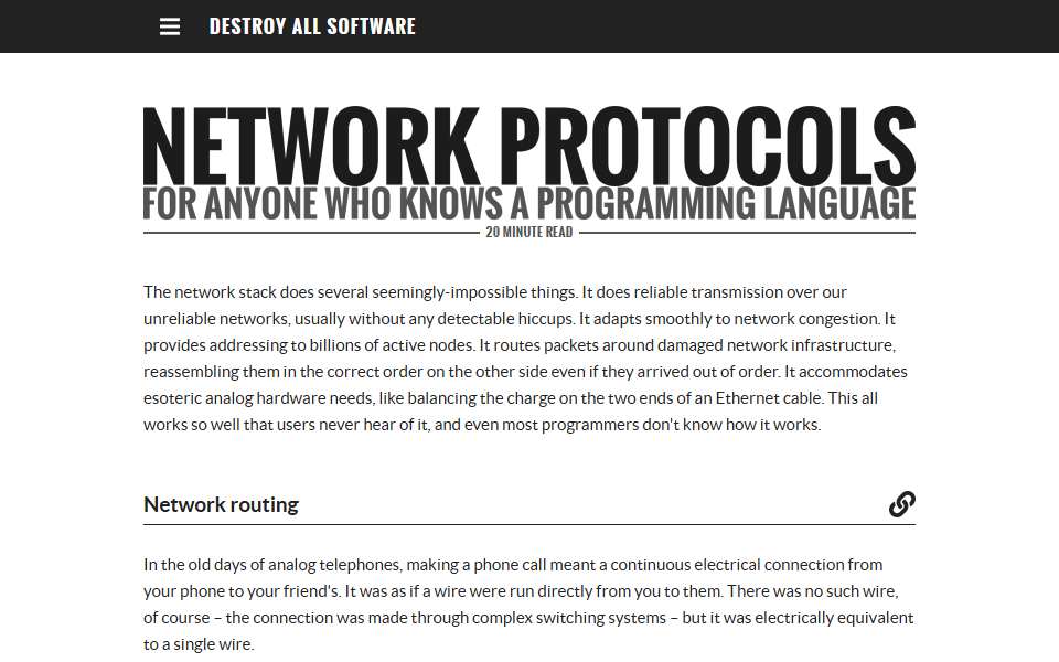 Screenshot of www.destroyallsoftware.com captured 2026-07-20