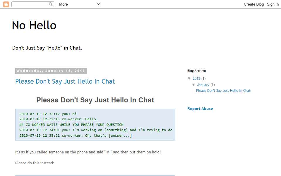 Screenshot of www.nohello.com captured 2026-07-20