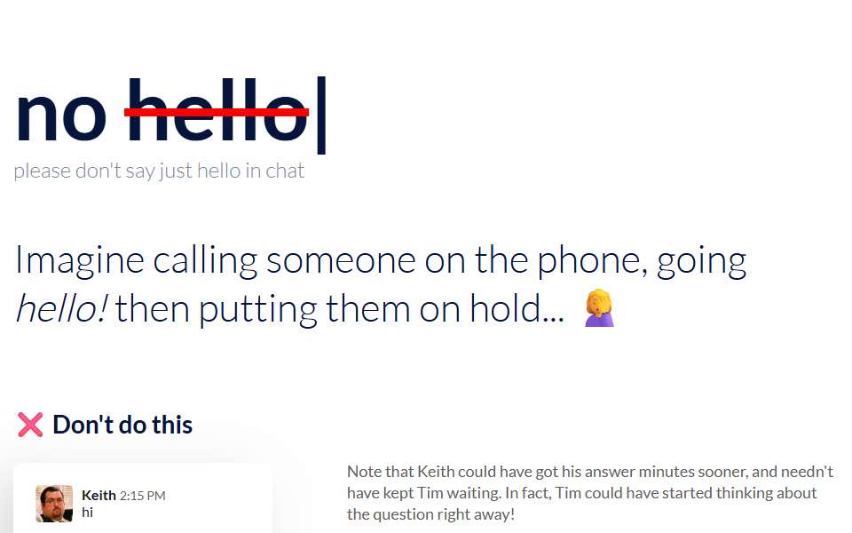 Screenshot of nohello.net captured 2026-07-20