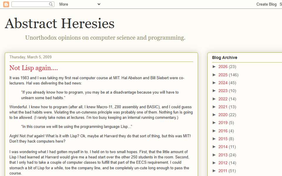 Screenshot of funcall.blogspot.com captured 2026-07-20