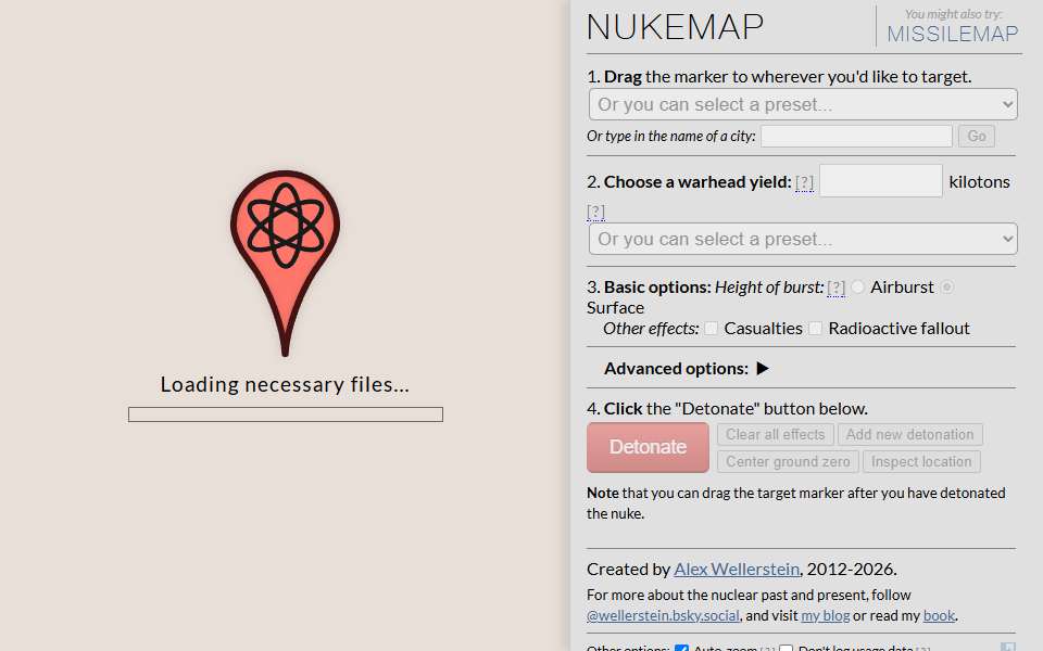 Screenshot of nuclearsecrecy.com captured 2026-07-20