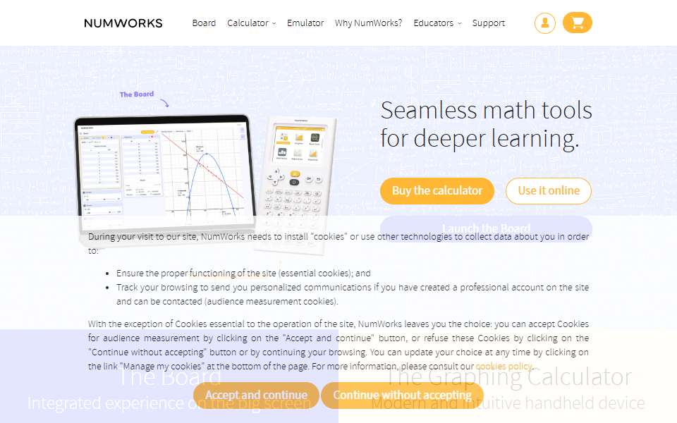 Screenshot of www.numworks.com captured 2026-07-20