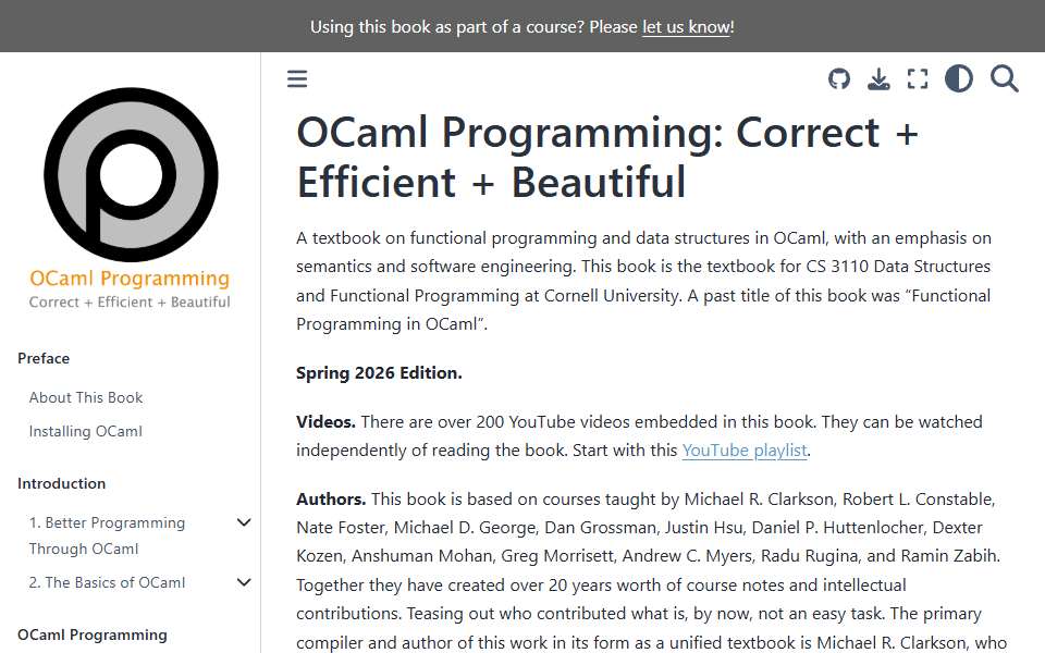 Screenshot of cs3110.github.io captured 2026-07-20