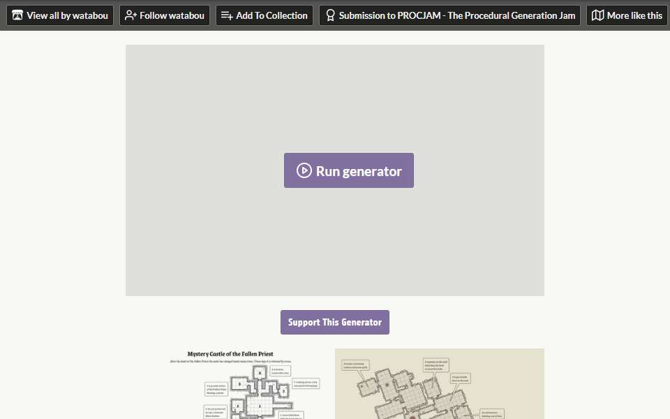 Screenshot of watabou.itch.io captured 2026-07-20