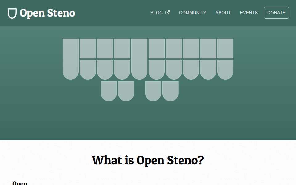 Screenshot of www.openstenoproject.org captured 2026-07-20