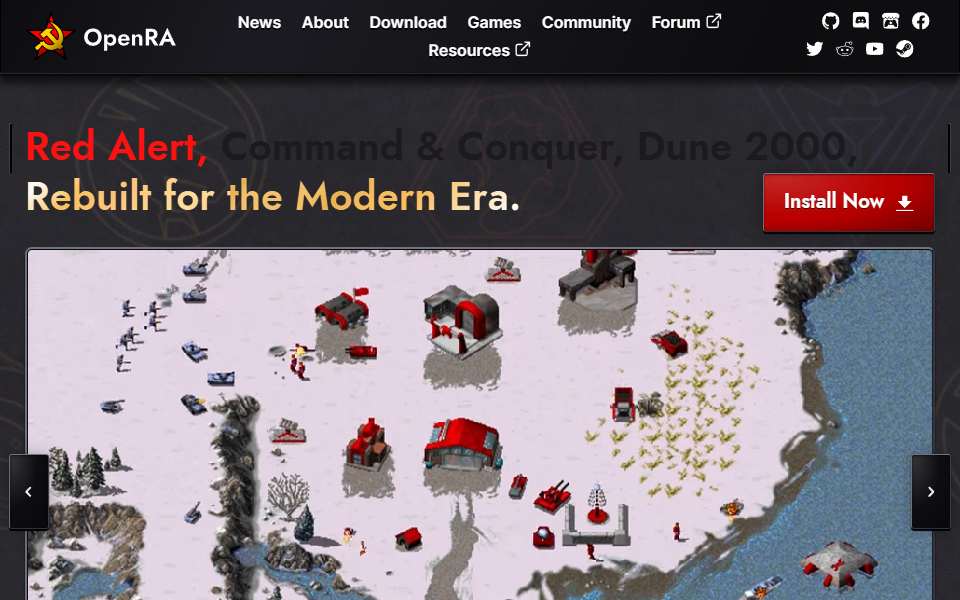 Screenshot of www.openra.net captured 2026-07-20