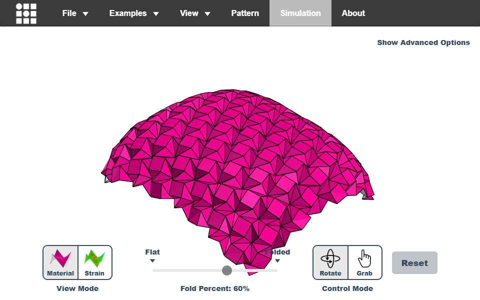 Screenshot of origamisimulator.org captured 2026-07-20