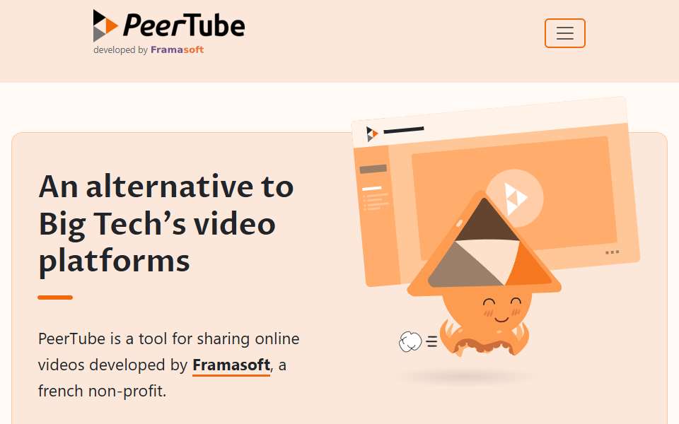 Screenshot of joinpeertube.org captured 2026-07-20