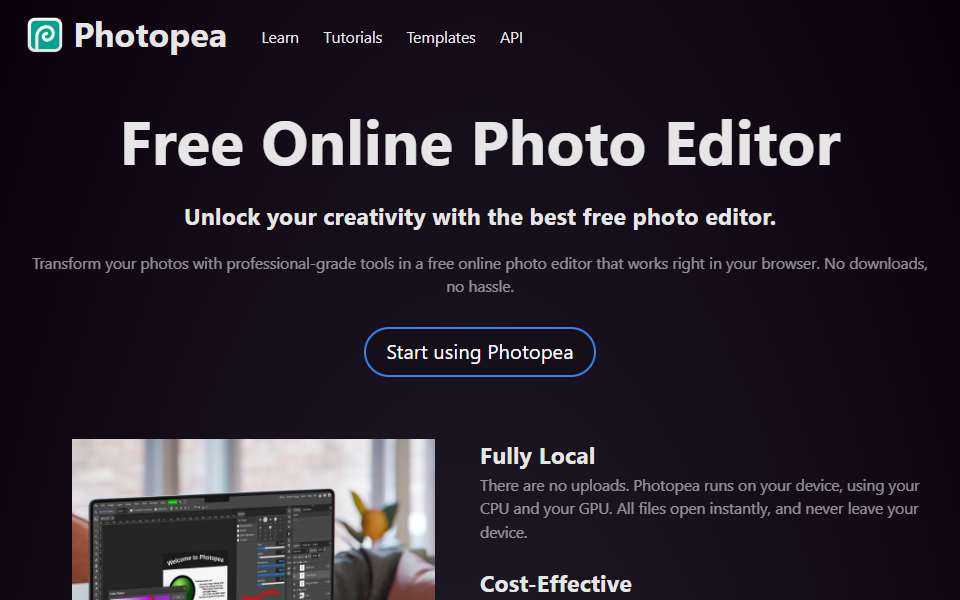 Screenshot of www.photopea.com captured 2026-07-20