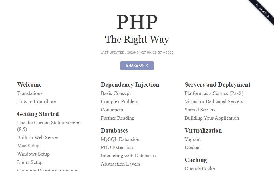 Screenshot of www.phptherightway.com captured 2026-07-20