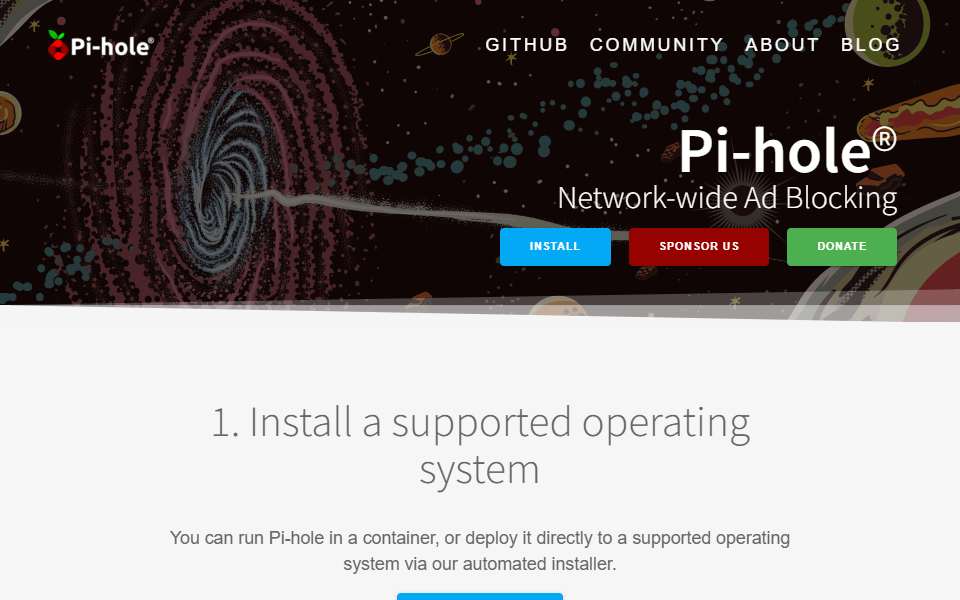 Screenshot of pi-hole.net captured 2026-07-20