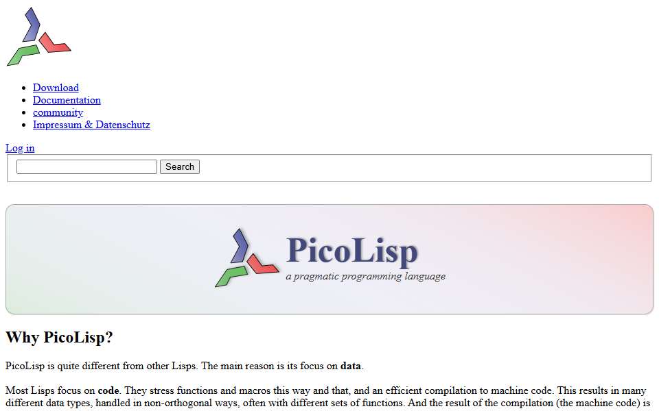Screenshot of picolisp.com captured 2026-07-20