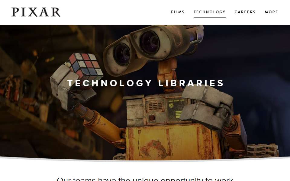 Screenshot of graphics.pixar.com captured 2026-07-20