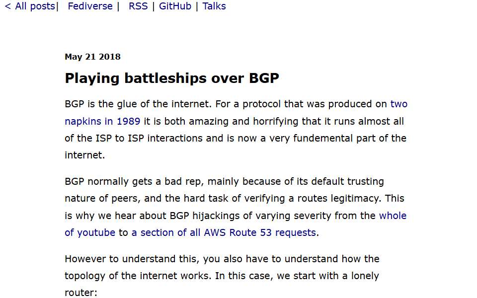 Screenshot of blog.benjojo.co.uk captured 2026-07-20