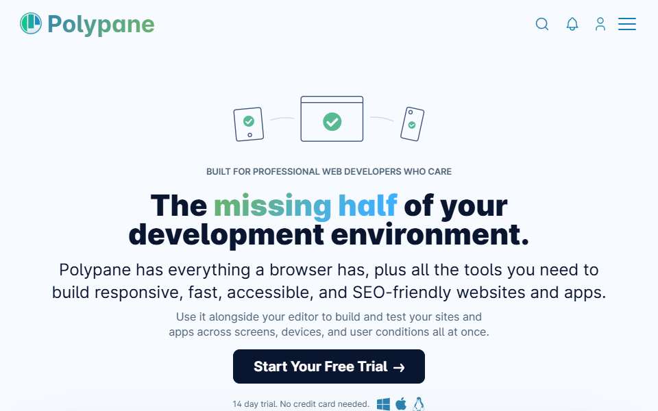 Screenshot of polypane.app captured 2026-07-20
