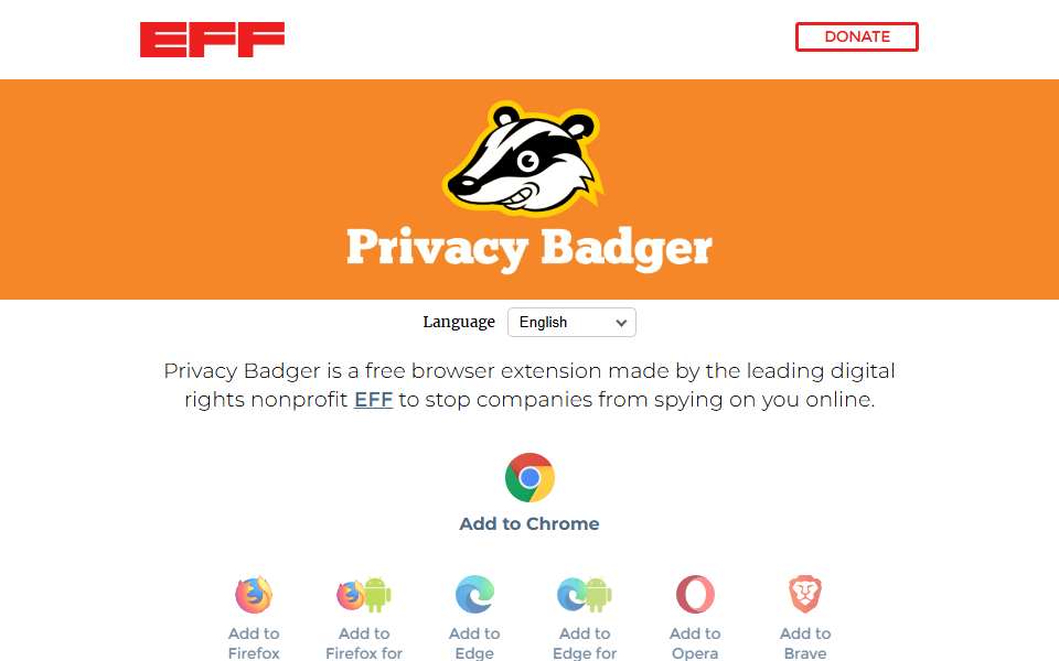 Screenshot of privacybadger.org captured 2026-07-20