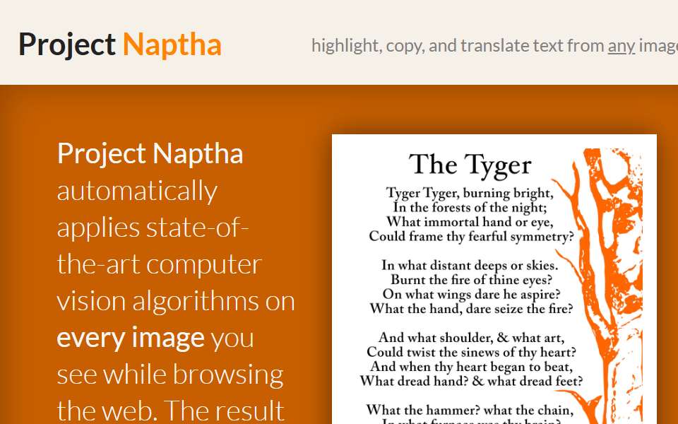 Screenshot of projectnaptha.com captured 2026-07-20