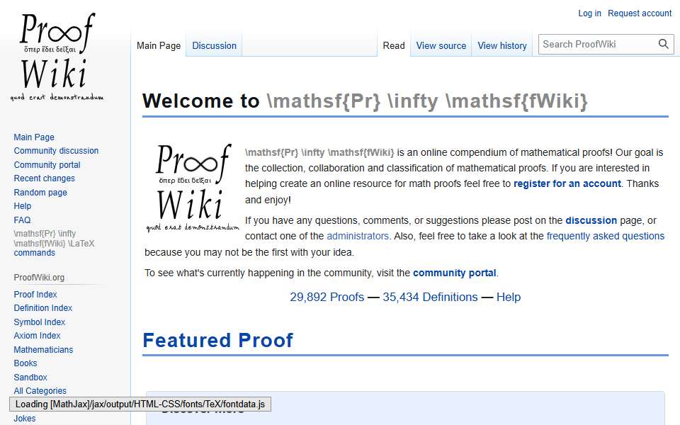 Screenshot of proofwiki.org captured 2026-07-20