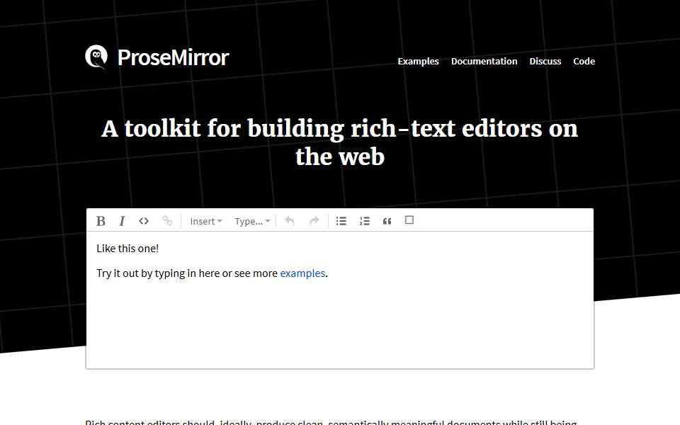 Screenshot of prosemirror.net captured 2026-07-20