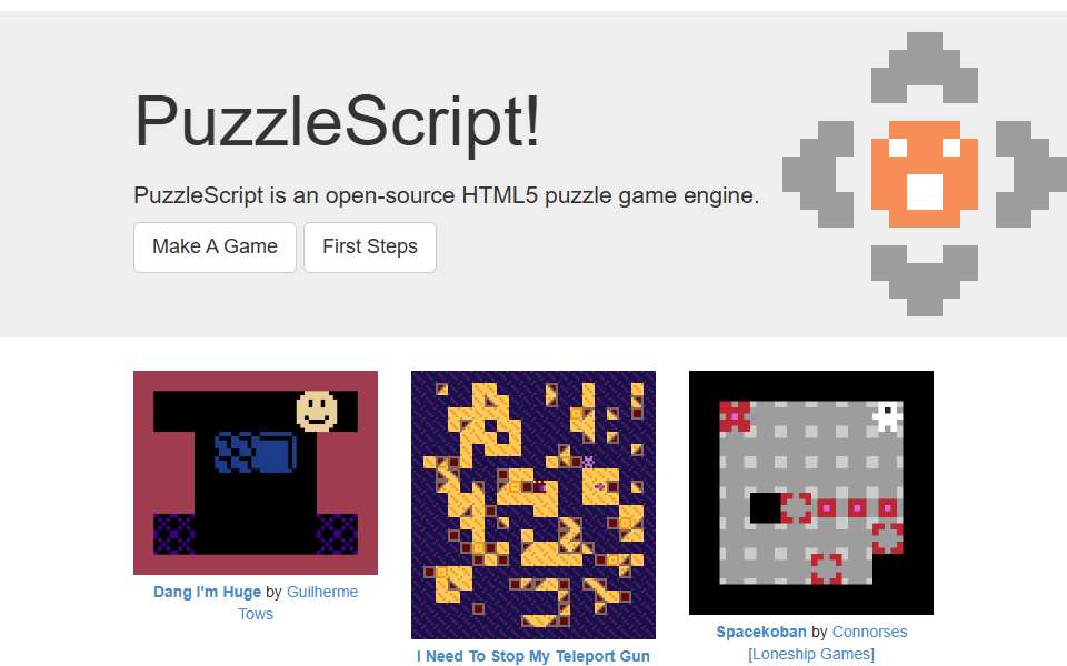 Screenshot of www.puzzlescript.net captured 2026-07-20