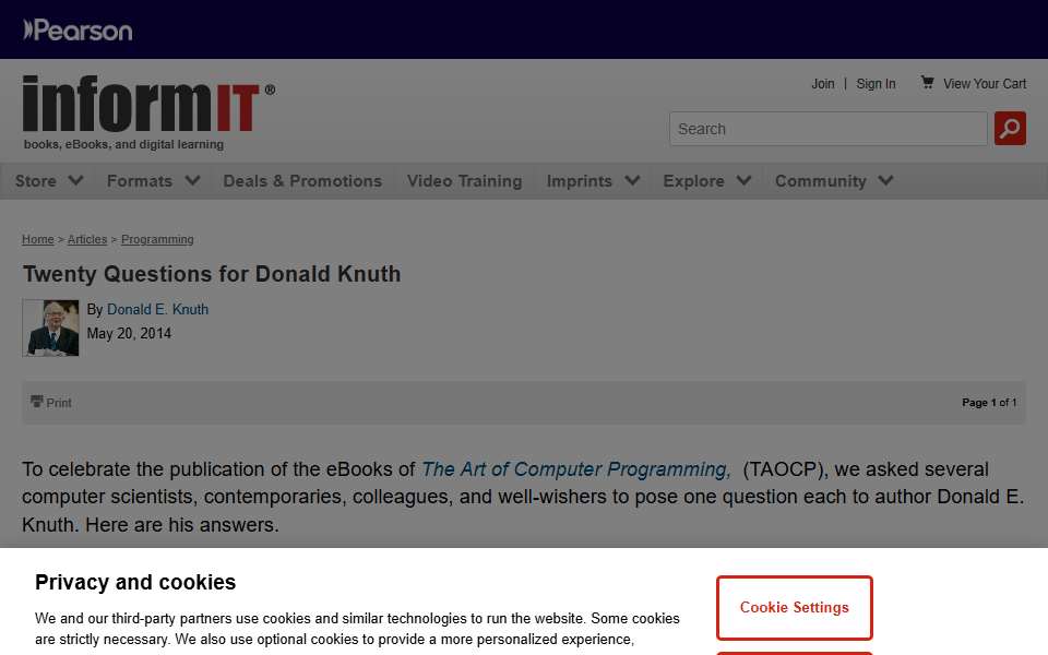 Screenshot of www.informit.com captured 2026-07-20