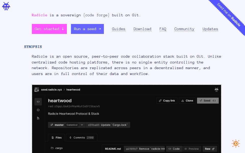 Screenshot of radicle.xyz captured 2026-07-20