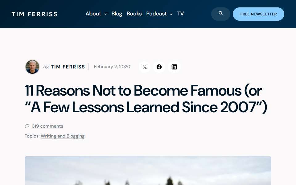 Screenshot of tim.blog captured 2026-07-20